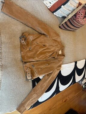 We The Free Tan Faux-Leather Jacket small